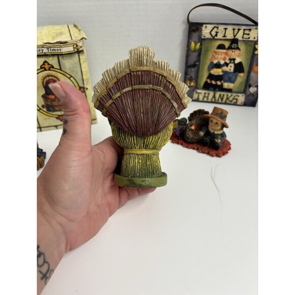 4 Piece Thanksgiving Lot Kitchen Timer Hanging Trivet Figurines - Picture 7 of 11